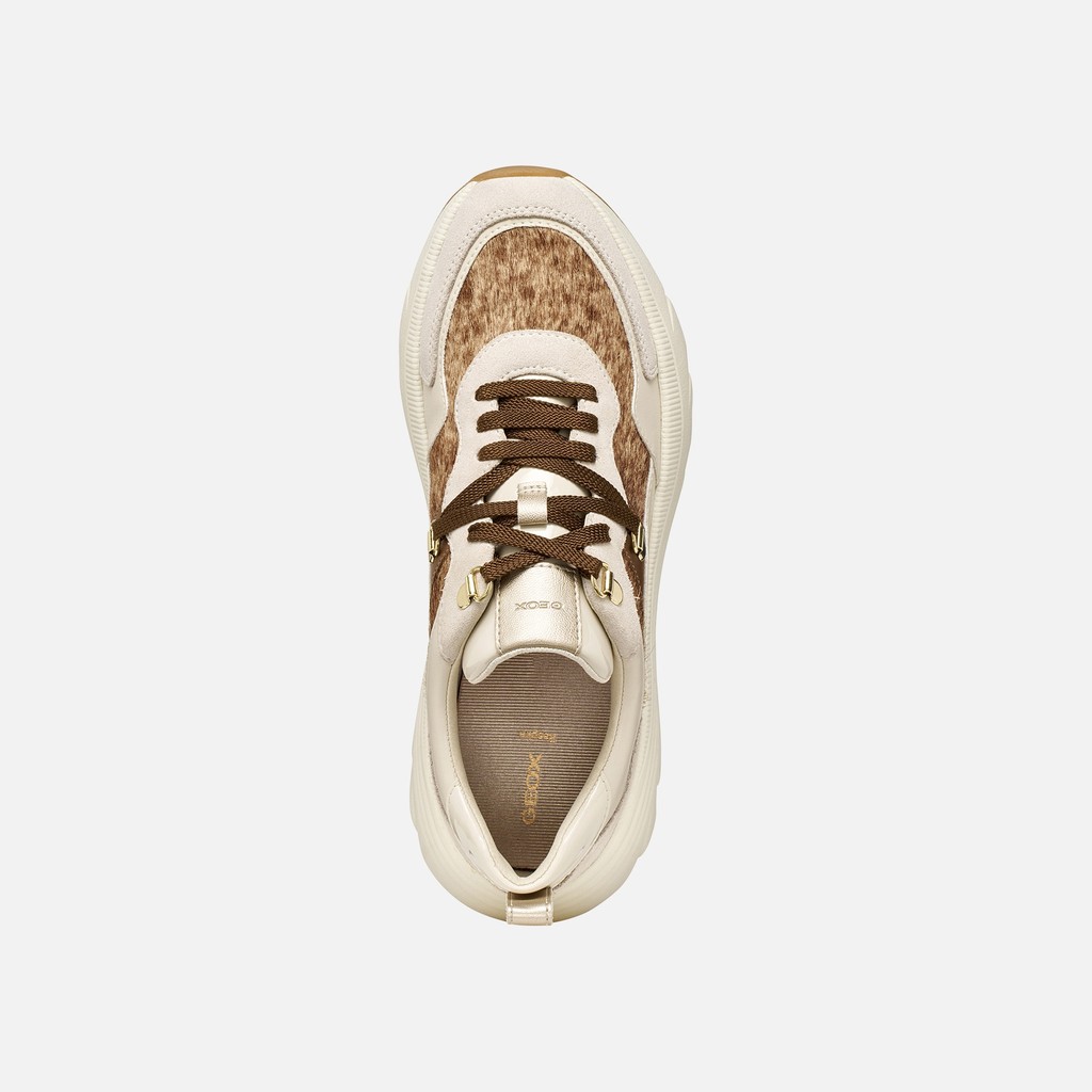 Platform sneakers DIAMANTA WOMAN Papyrus/Light sand - image number 5 | GEOX