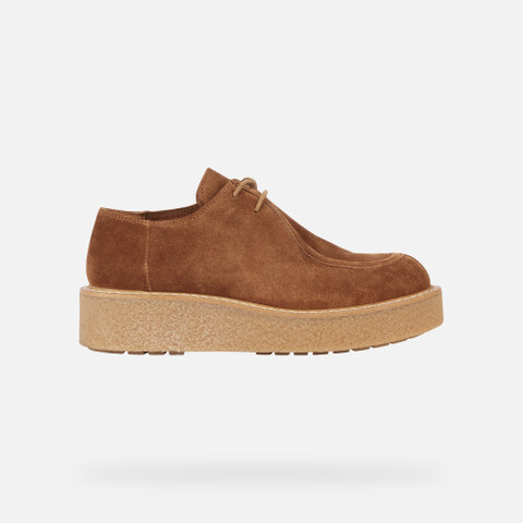 Suede shoes ELIDEA WOMAN Dark camel - image number 1 | GEOX