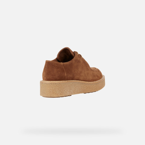 Suede shoes ELIDEA WOMAN Dark camel - image number 4 | GEOX