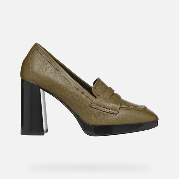 Heeled loafers TEULADA WOMAN Olive | GEOX