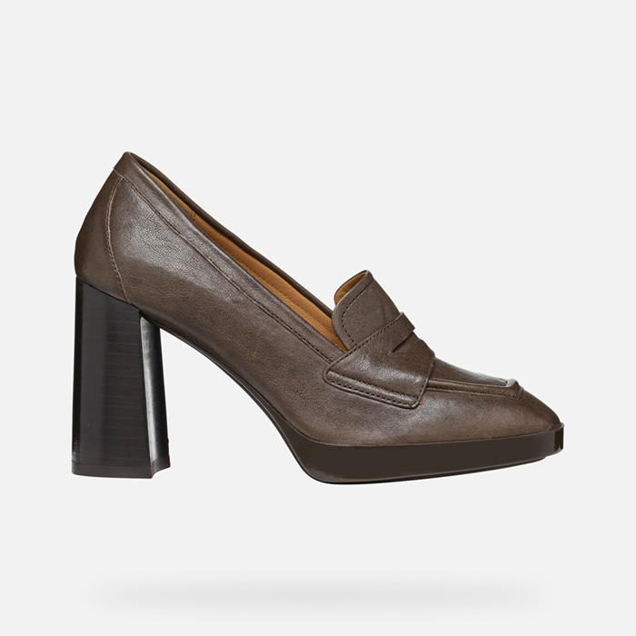 Heeled loafers TEULADA WOMAN Dark Brown | GEOX