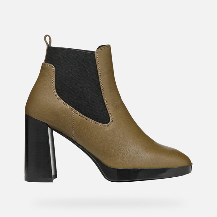 High-heel ankle boots TEULADA WOMAN Olive/Black | GEOX