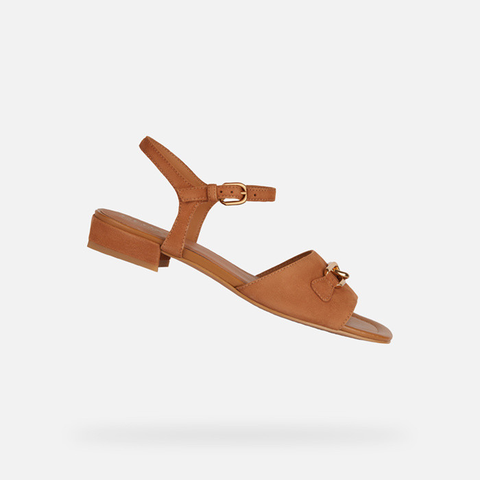 Low-heel sandals NEW ERAKLIA 15 WOMAN Cognac | GEOX
