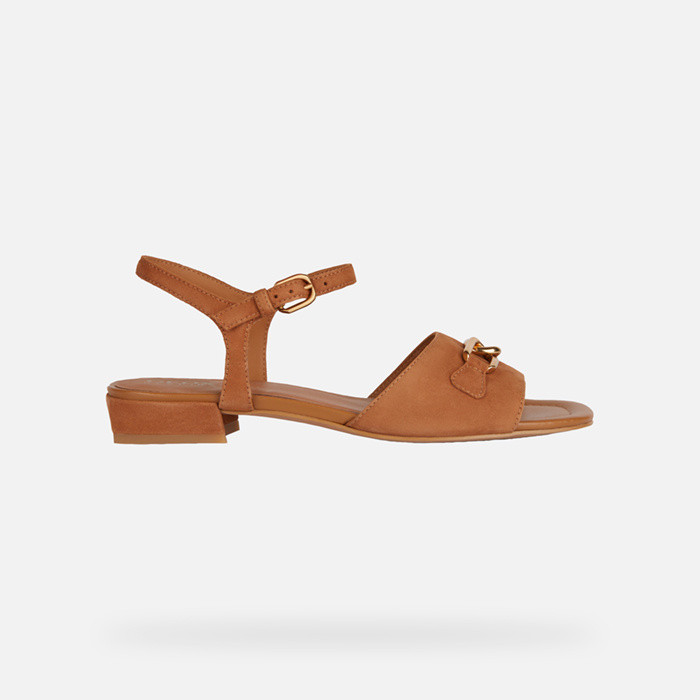 Low-heel sandals NEW ERAKLIA 15 WOMAN Cognac | GEOX