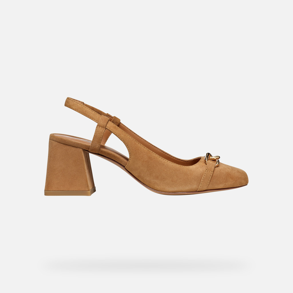 Cognac block sale heel pump