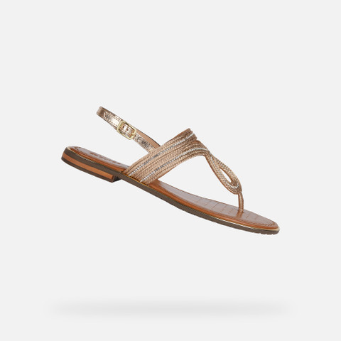 Geox® SOZY PLUS: Women's gold Thong Sandals | Geox®