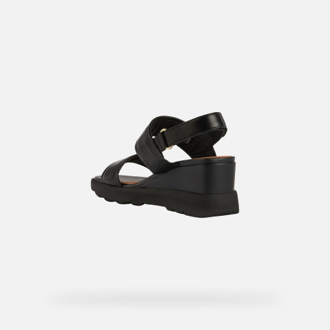 Geox® SPHERICA EC6: Women's black Wedge Sandals | Geox®