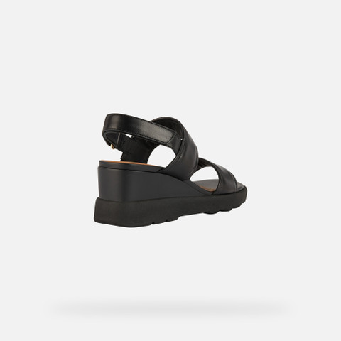 Geox® SPHERICA EC6: Women's black Wedge Sandals | Geox®