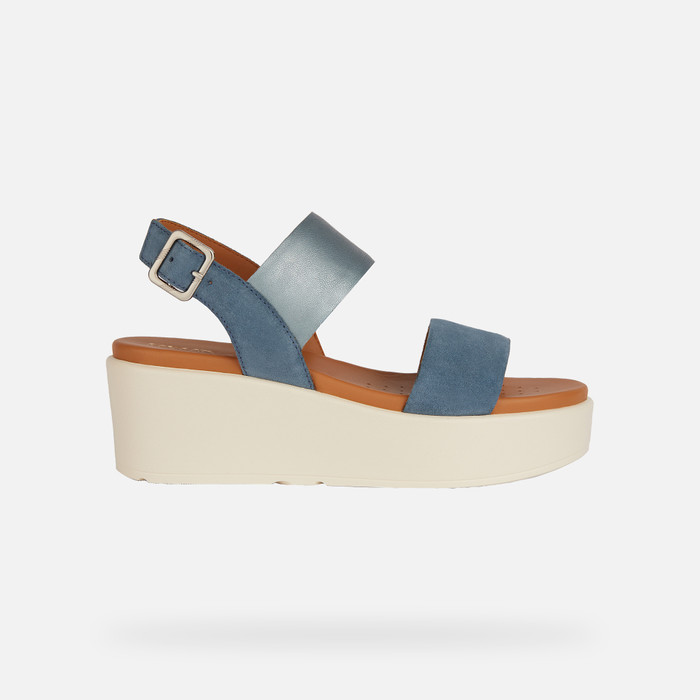 Sandales Compensées Femme ELLE - Taille 9.5 US, Talons Hauts, Plateforme Bleue - Neuf Sans Emballage