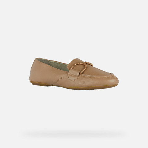 leather loafers PALMARIA WOMAN Sand - image number 2 | GEOX