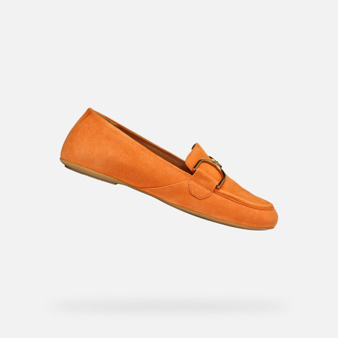 Geox® PALMARIA: Women's orange Leather Loafers | Geox®