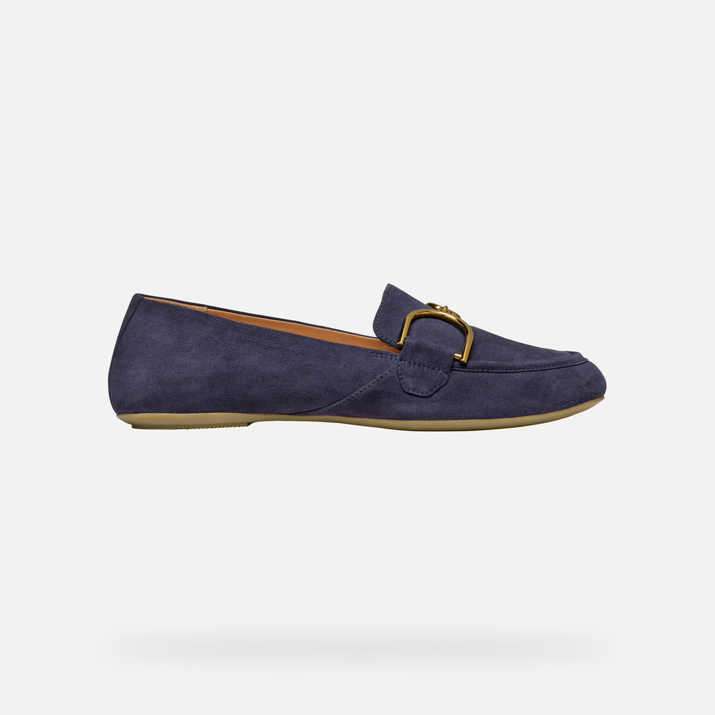 Geox® PALMARIA: Women's navy Leather Loafers | Geox®