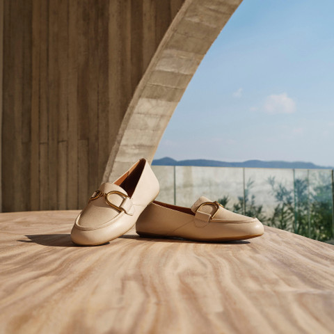 leather loafers PALMARIA WOMAN Light Sand - image number 7 | GEOX