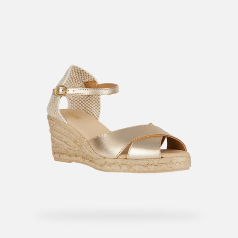 Geox® GELSA LOW: Women's gold Wedge Sandals | Geox®