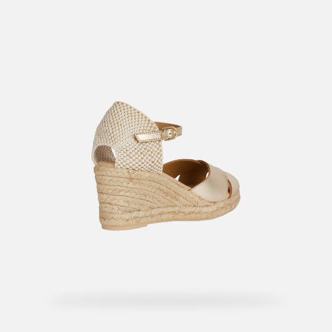 Geox® GELSA LOW: Women's gold Wedge Sandals | Geox®