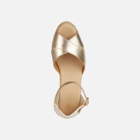 Geox® GELSA LOW: Women's gold Wedge Sandals | Geox®