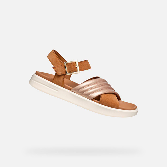 Flat sandals XAND 2S WOMAN Cognac/Rose gold | GEOX
