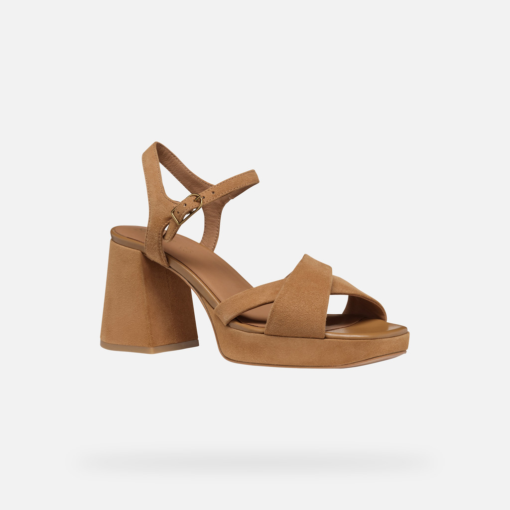 Geox® SOLEDEA WOMAN: Cognac high-heeled sandals | Geox