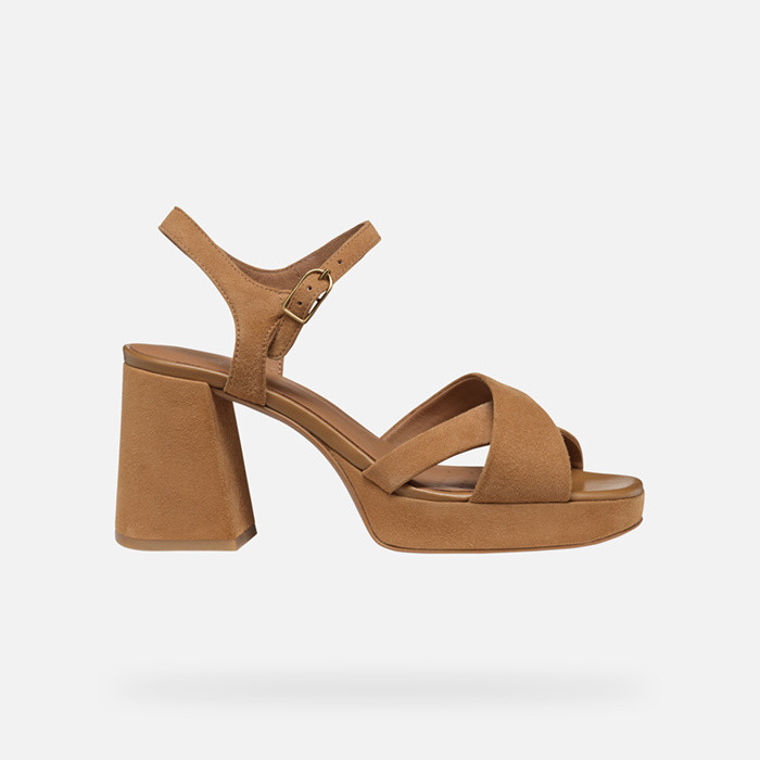 High-heeled sandals SOLEDEA WOMAN Cognac | GEOX