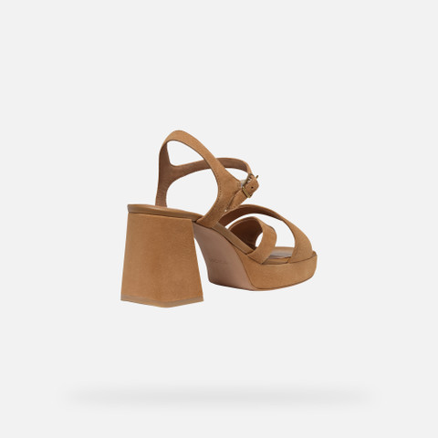 Geox® SOLEDEA WOMAN: Cognac high-heeled sandals | Geox