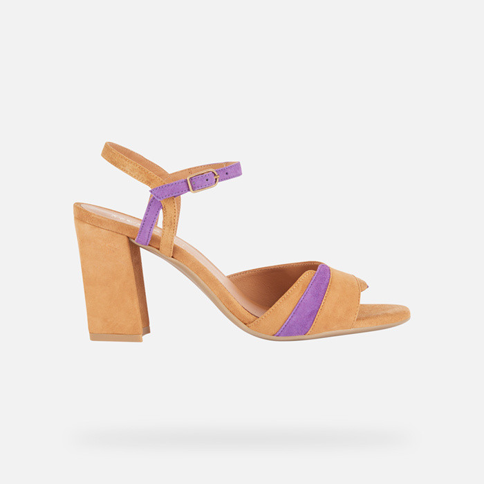 High-heeled sandals NEW ERAKLIA 80 WOMAN Cognac/Purple | GEOX