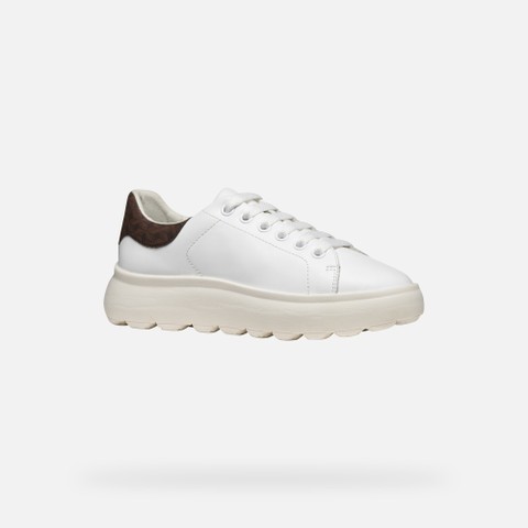 Lightweight cushioned shoes SPHERICA EC4.1 WOMAN White/Brown - image number 2 | GEOX