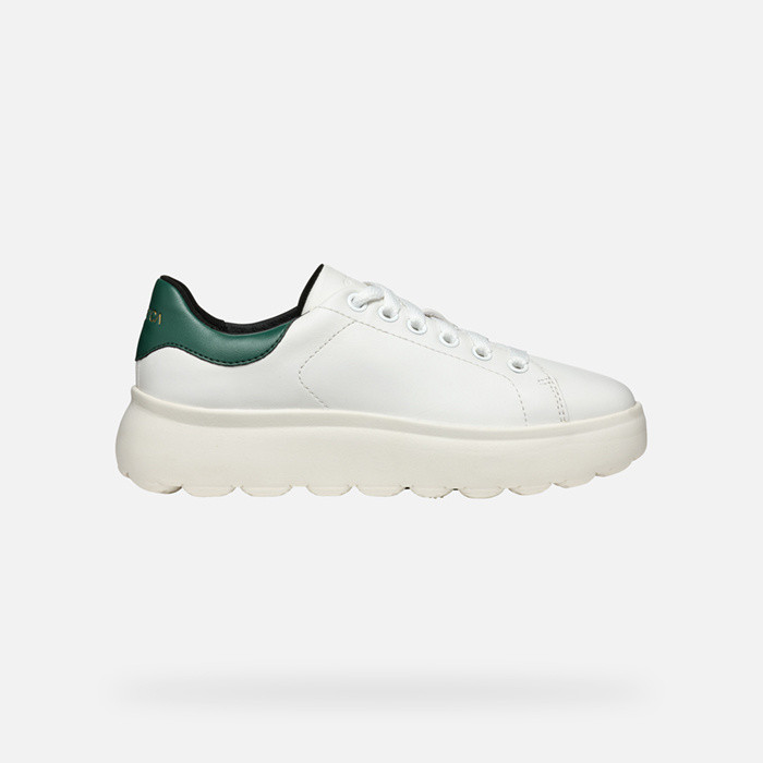 Low top sneakers SPHERICA EC4.1 WOMAN White/Dark green | GEOX