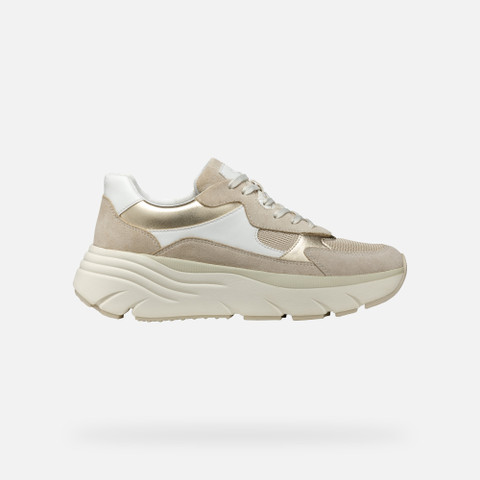 Platform trainers DIAMANTA WOMAN White/Light Taupe - image number 1 | GEOX