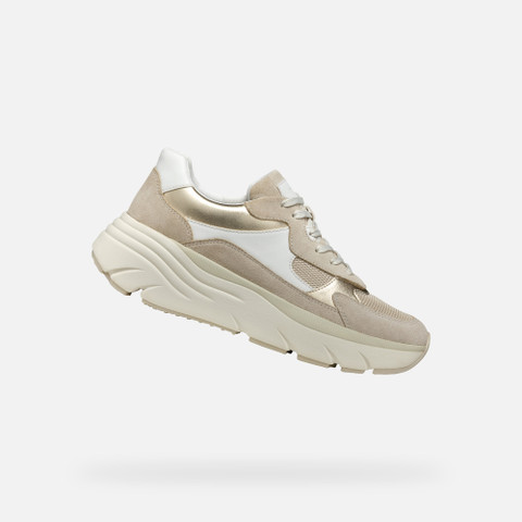 Platform trainers DIAMANTA WOMAN White/Light Taupe - image number 0 | GEOX