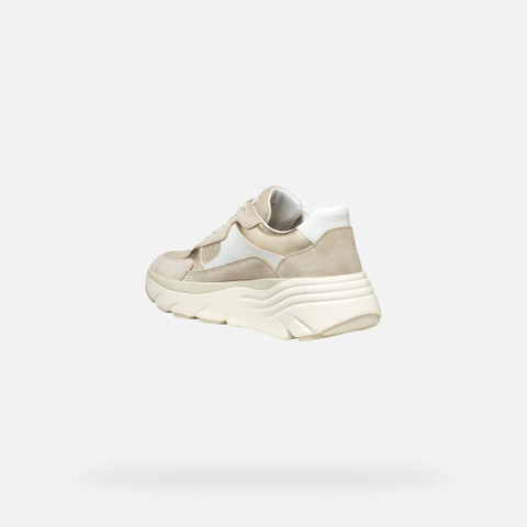 Platform trainers DIAMANTA WOMAN White/Light Taupe - image number 3 | GEOX