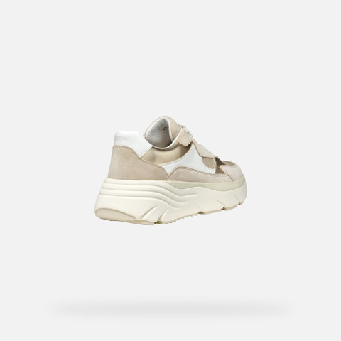 Platform trainers DIAMANTA WOMAN White/Light Taupe - image number 4 | GEOX