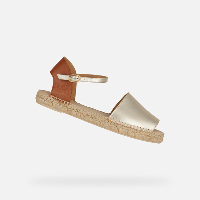 Flat sandals LAMPEDUSA WOMAN Gold/Cognac | GEOX