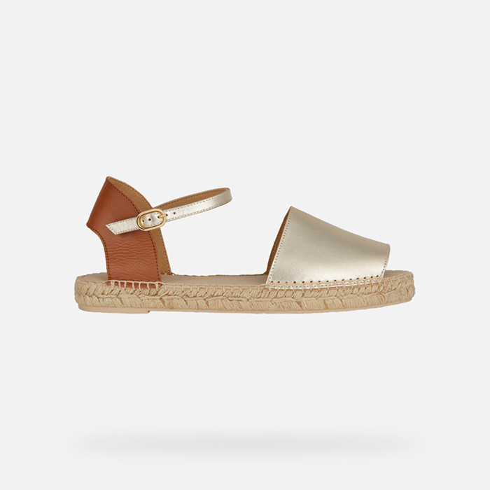 Flat sandals LAMPEDUSA WOMAN Gold/Cognac | GEOX