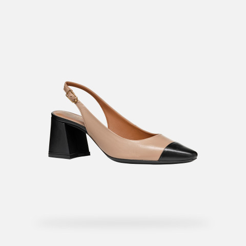 slingbacks with medium-high heels GISELDA WOMAN Beige/Black - image number 2 | GEOX