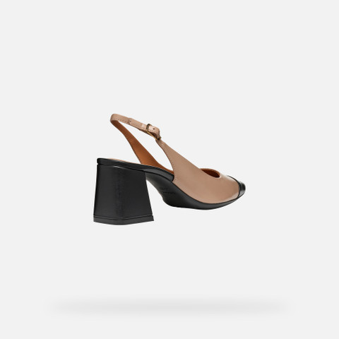 slingbacks with medium-high heels GISELDA WOMAN Beige/Black - image number 4 | GEOX