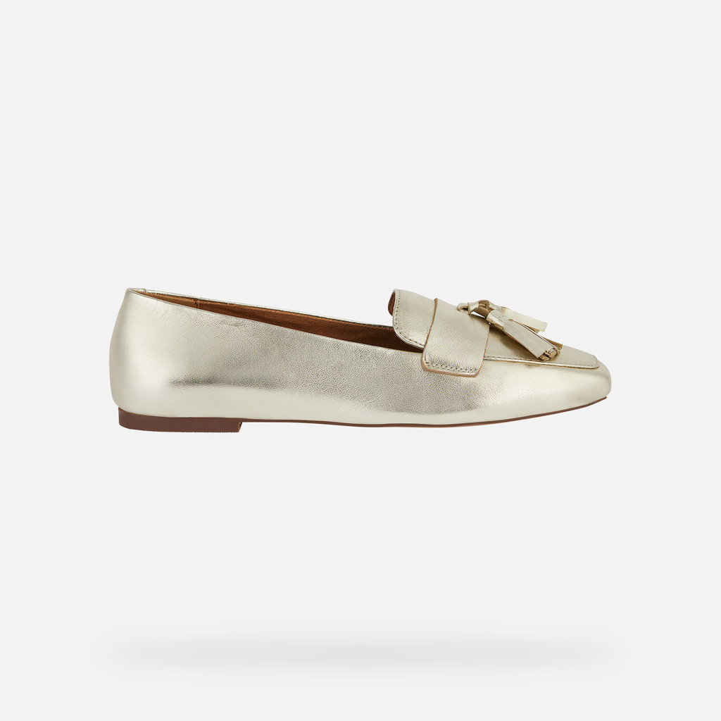 Geox® MARSILEA: Women's gold Leather Loafers | Geox®