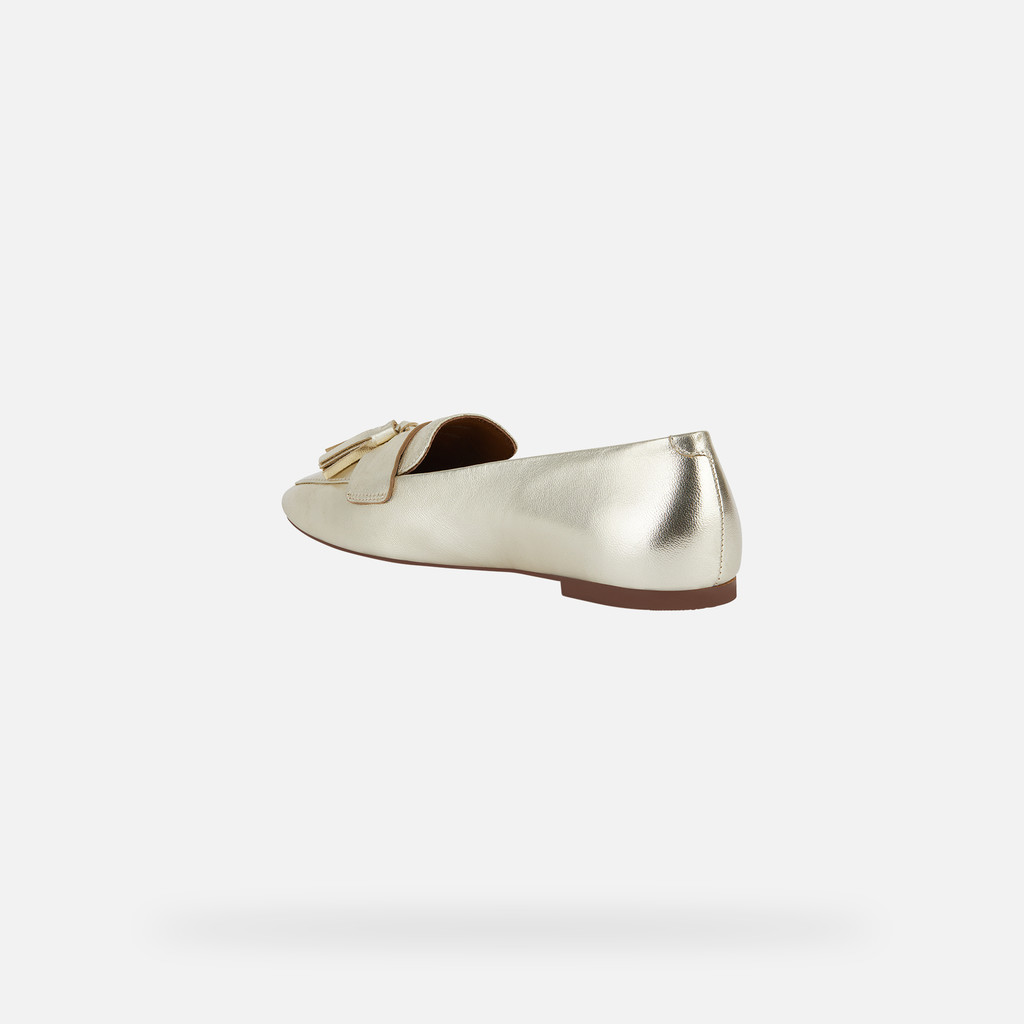 Geox® MARSILEA: Women's gold Leather Loafers | Geox®