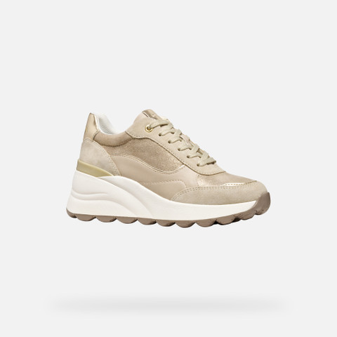 Wedge sneakers SPHERICA EC13 WOMAN Light gold/Light taupe - image number 2 | GEOX