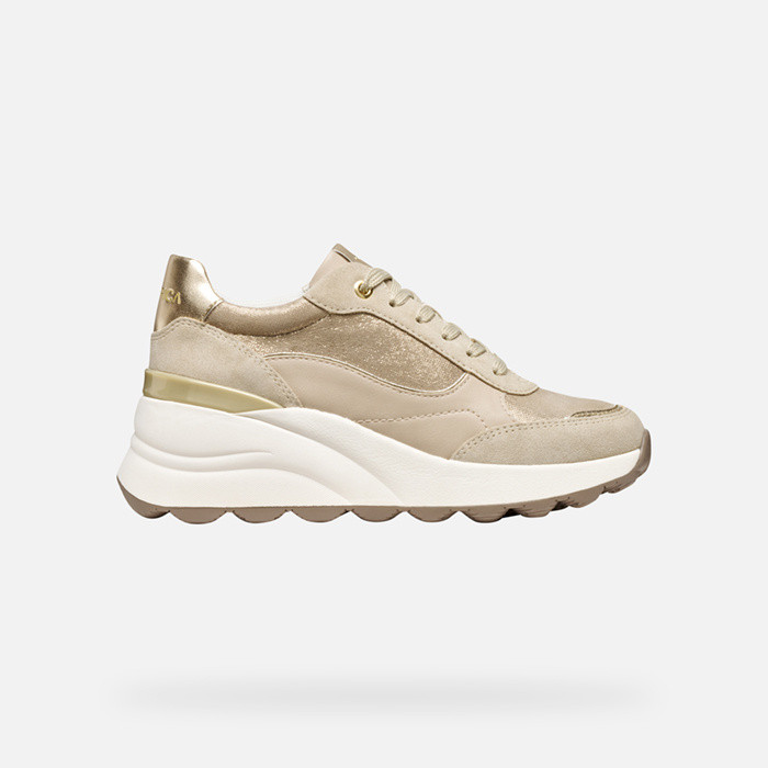 Wedge sneakers SPHERICA EC13 WOMAN Light gold/Light taupe | GEOX