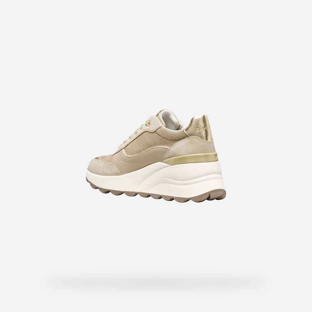 Wedge sneakers SPHERICA EC13 WOMAN Light gold/Light taupe - image number 3 | GEOX