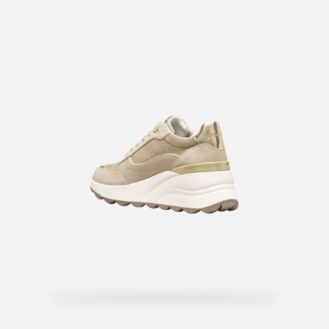 Wedge sneakers SPHERICA EC13 WOMAN Light gold/Light taupe - image number 3 | GEOX