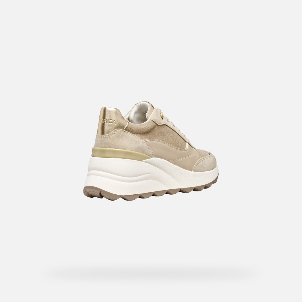Wedge sneakers SPHERICA EC13 WOMAN Light gold/Light taupe - image number 4 | GEOX