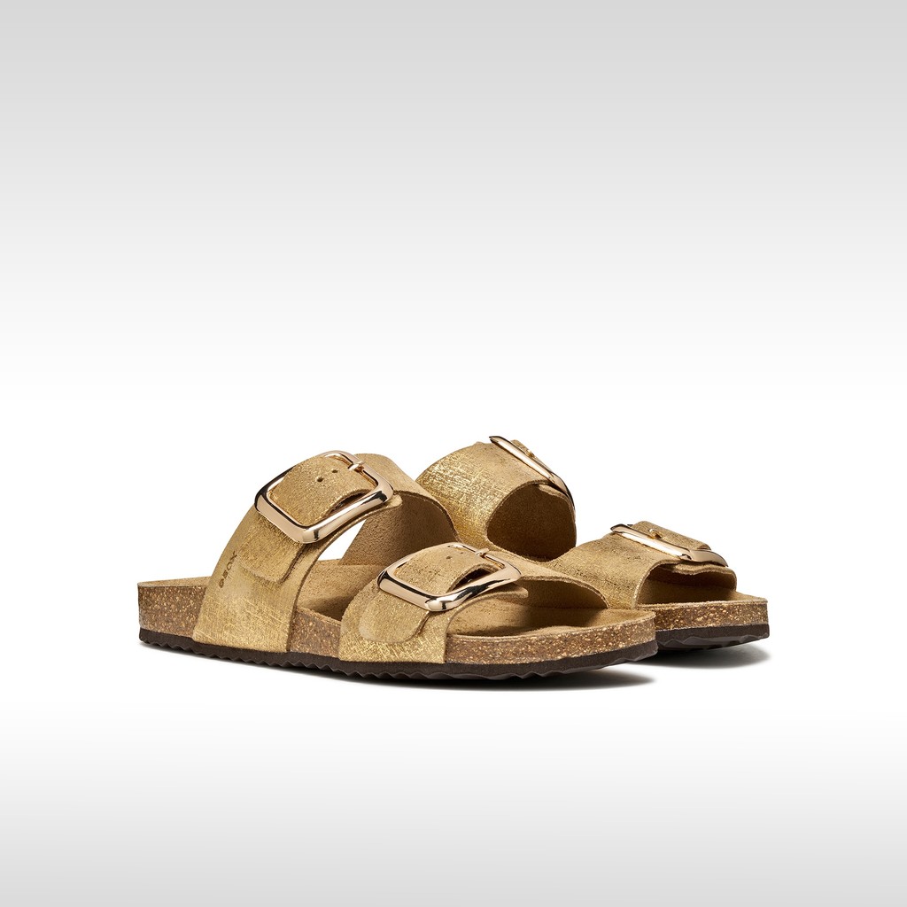 Slides shoes BRIONIA R WOMAN Light Gold - image number 2 | GEOX