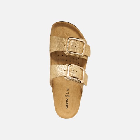 Slides shoes BRIONIA R WOMAN Light Gold - image number 5 | GEOX