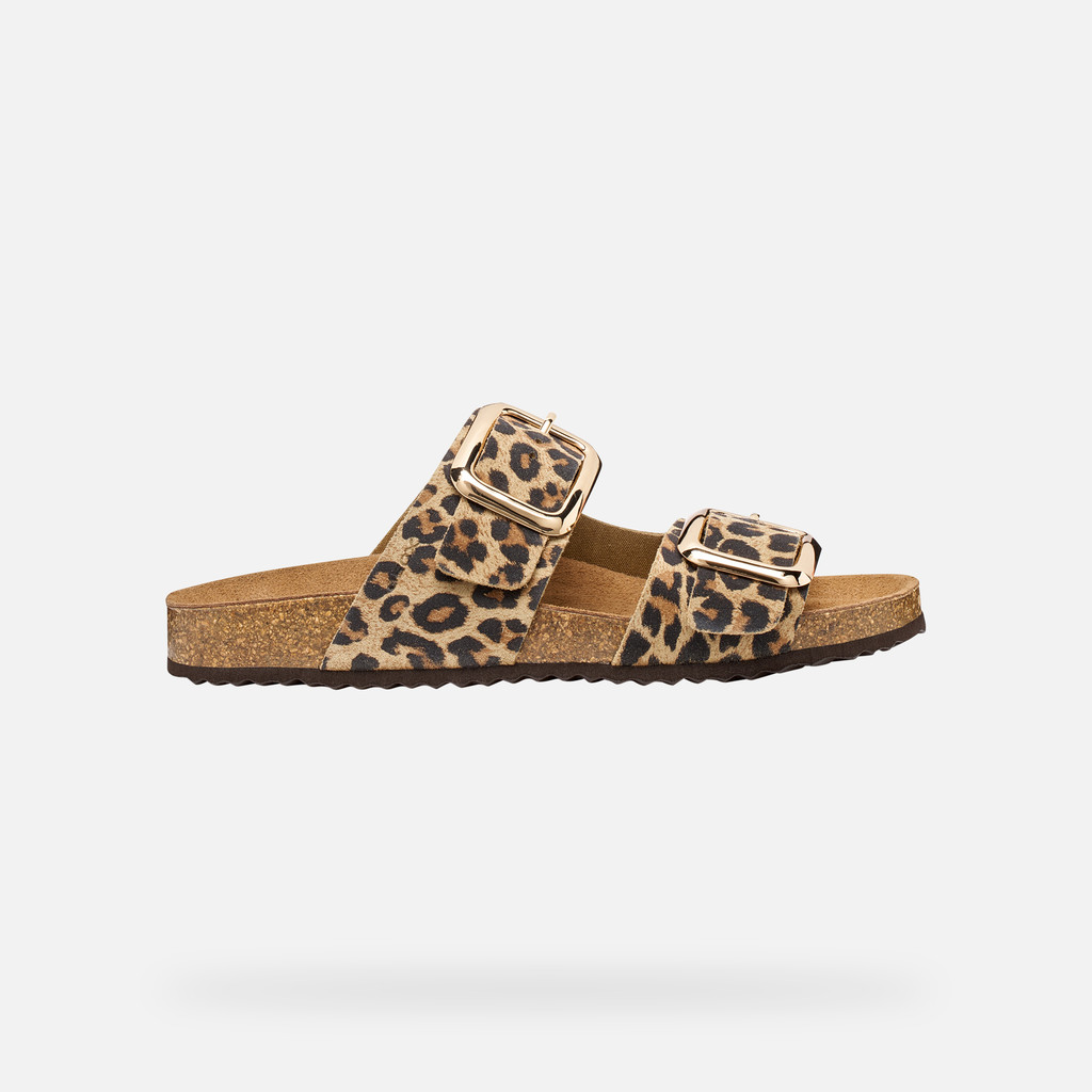 Ciabatte leopardate BRIONIA R DONNA Cuoio - image number 1 | GEOX