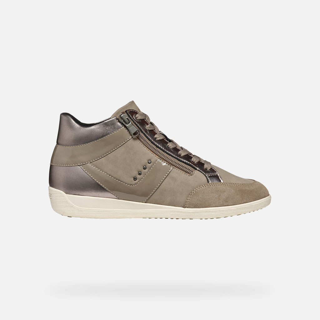 Geox® MYRIA WOMAN: Taupe High Top Sneakers | Geox