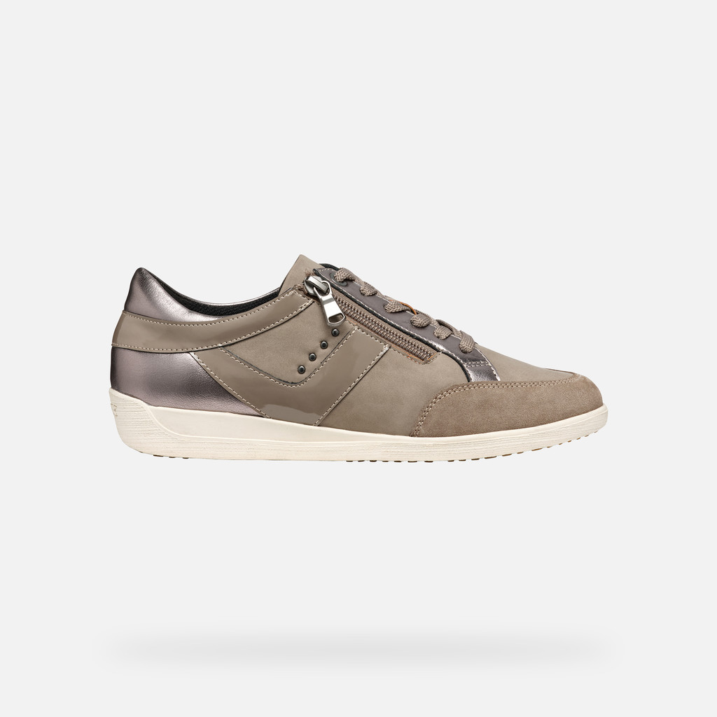 Geox® MYRIA WOMAN: Gun/Taupe Low Top Sneakers | Geox