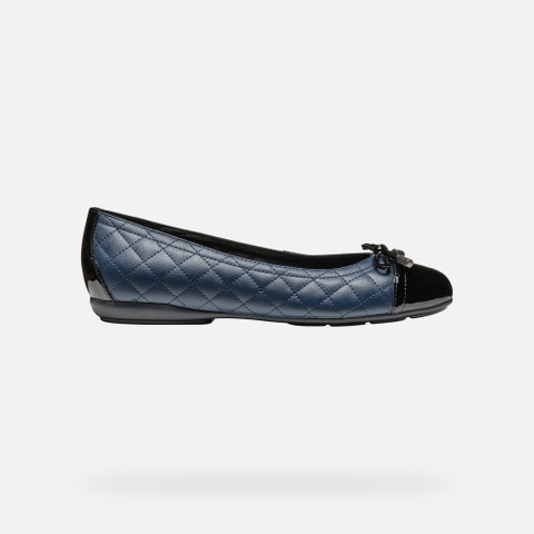 leather ballerina flats ANNYTAH WOMAN Navy/Black - image number 1 | GEOX