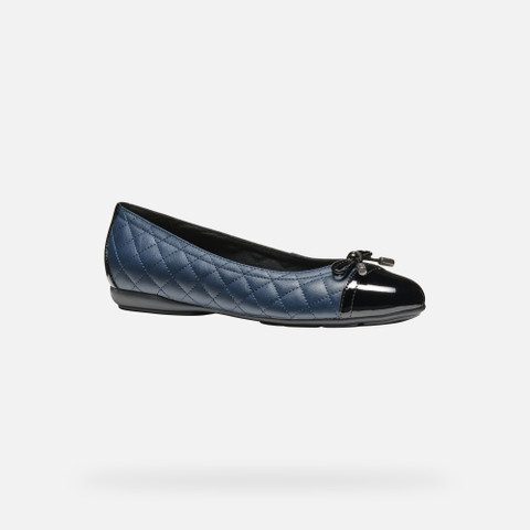 leather ballerina flats ANNYTAH WOMAN Navy/Black - image number 3 | GEOX