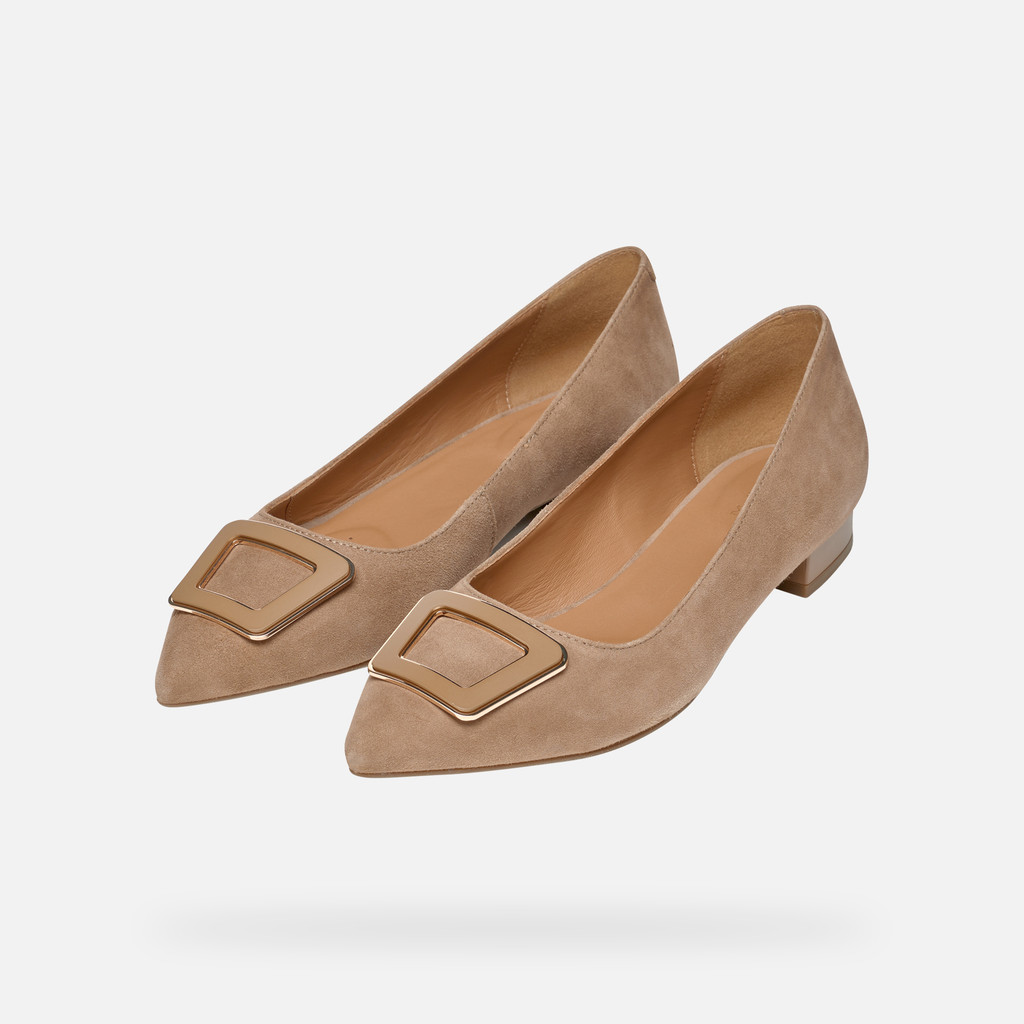 Ballerines Geox Charyssa A Pour Femme – Bout Pointu, Daim, Confort Respirant | Pour Ville Et Bureau